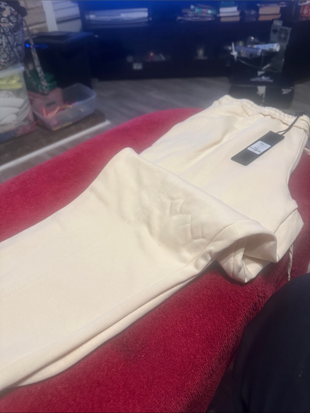 Fashion Nova Cream Drawstring Joggers
